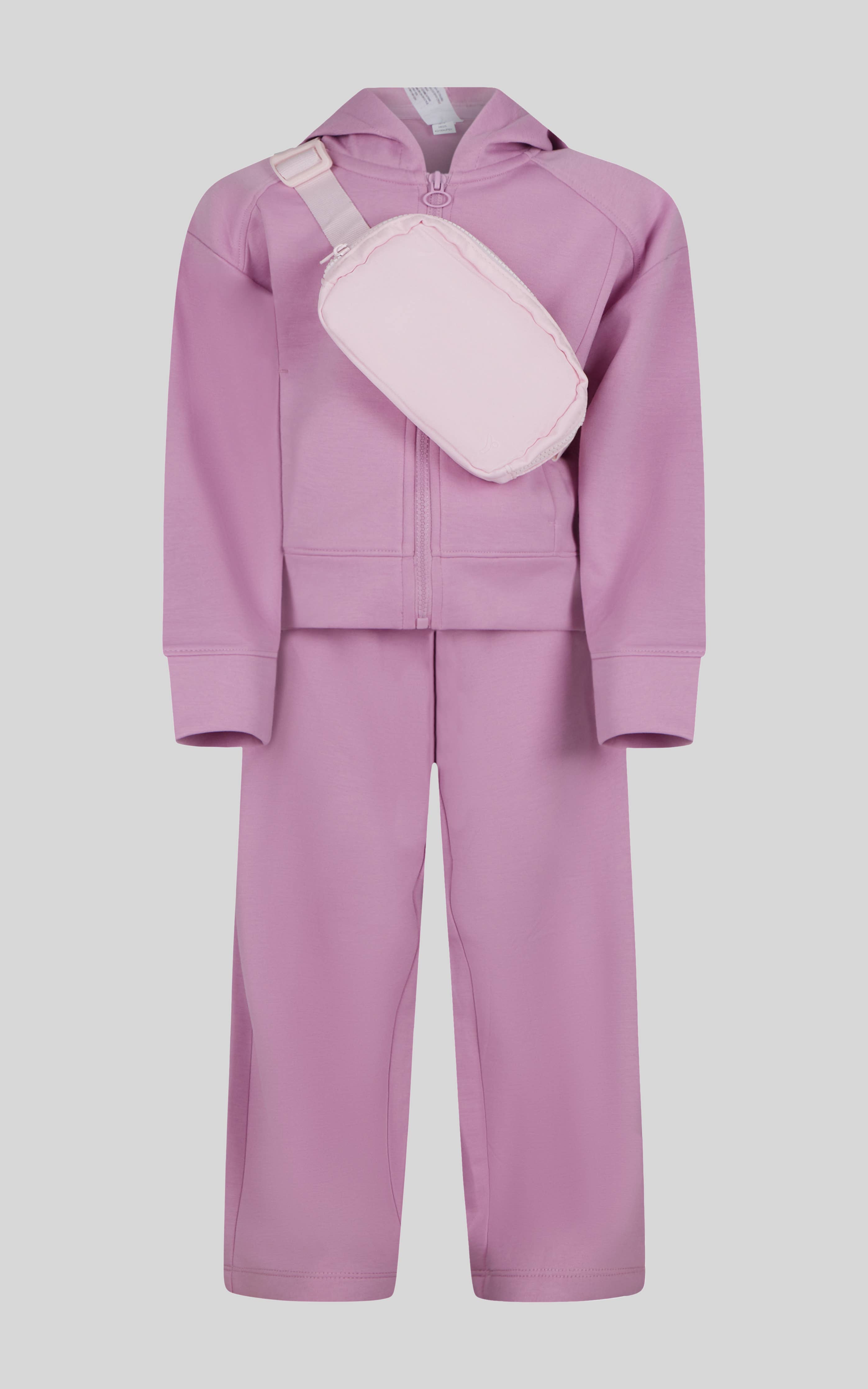 90 Degree by Reflex & Yogalicious - Little Girls Jacket, Wide Leg Pant, and Bag Set